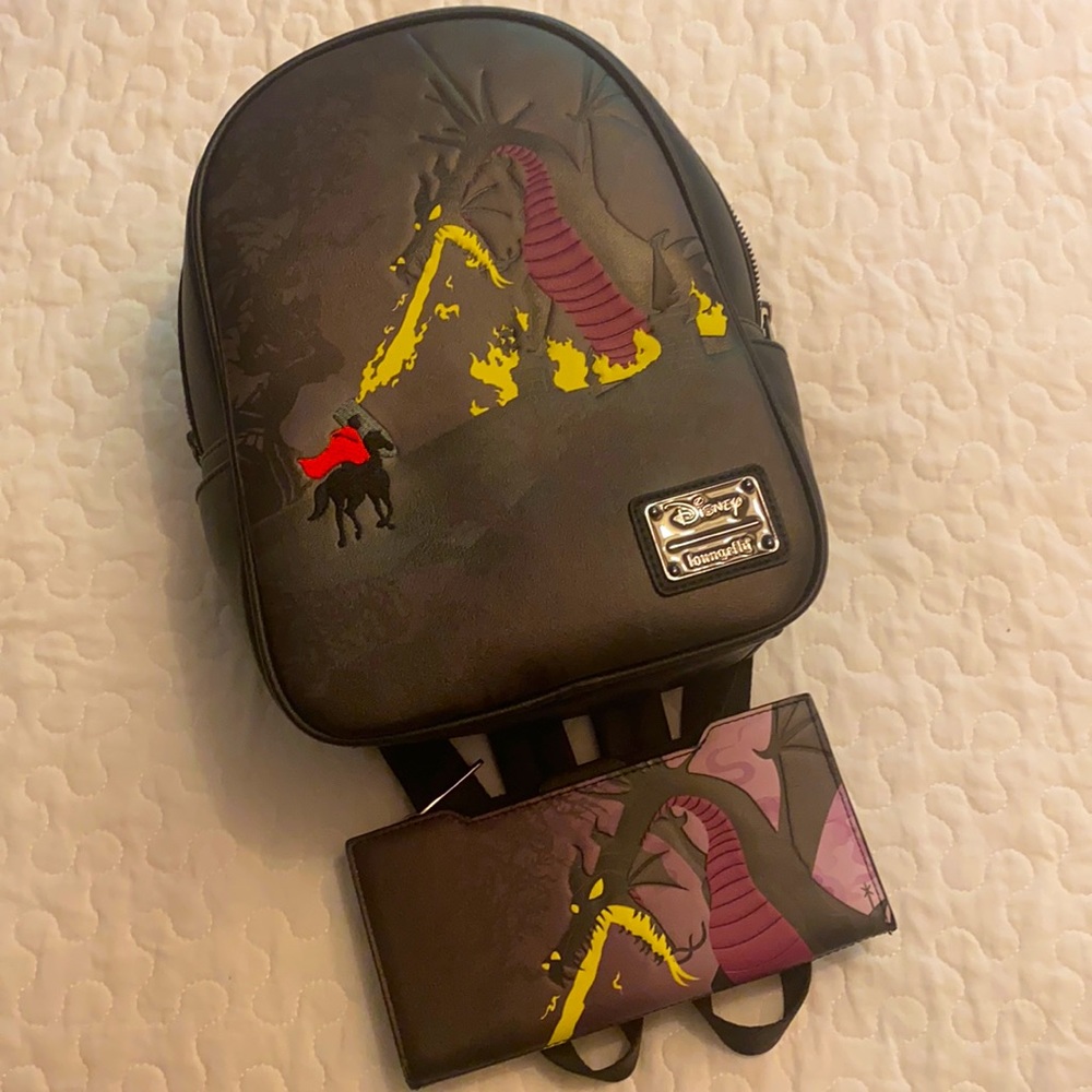 RARE Maleficent Loungefly Backpack and Wallet set